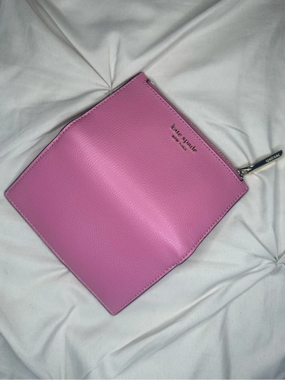 kate spade Pink Pebbled Leather Zip Wallet